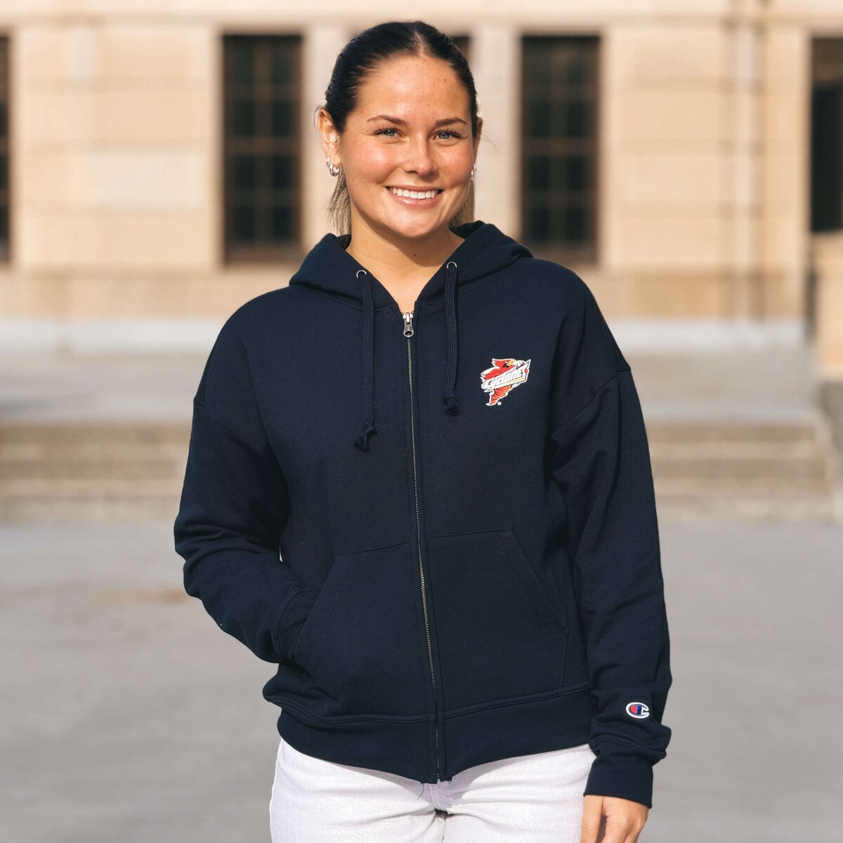Champion® Women's Spirit Collection Navy Full-Zip Hoodie